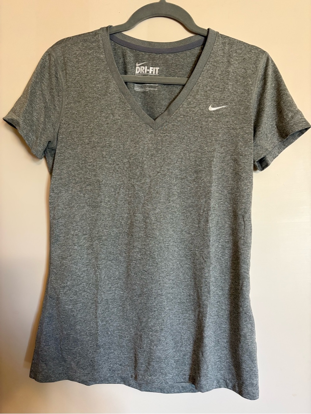 Nike Women's Gray V-Neck Dri-FIT Tee